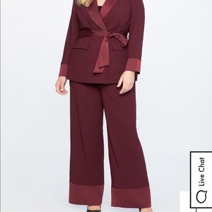Wide Leg satin cuffed trousers